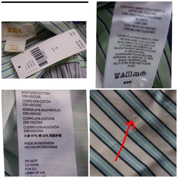 Anthropologie Alix Striped Oversized Shirt New S - Picture 12 of 12